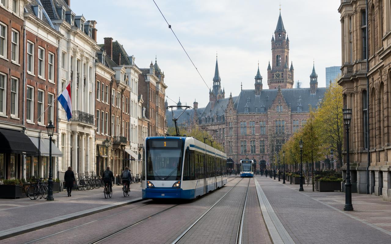 Street scene in The Hague, Netherlands